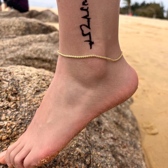 Layered sparkle Beaded Cuban Link Waterproof Adjustable  Anklet for Women - Picture 8 of 8